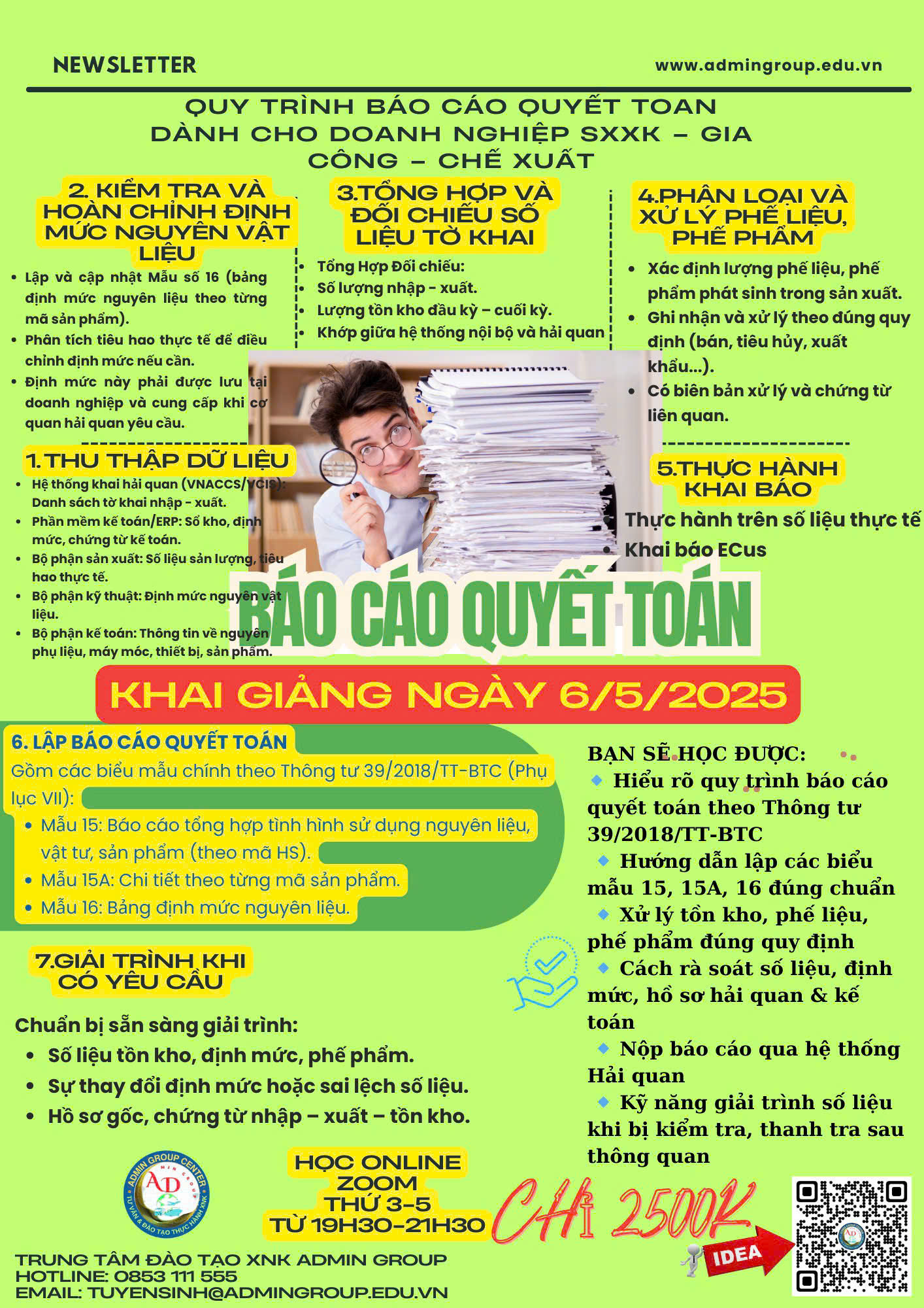 lớp Báo cáo quyết toán khai giảng ngày 6/5/2025